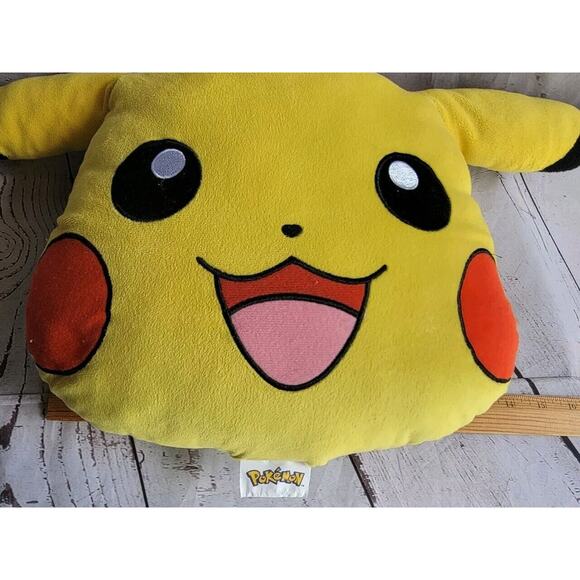 POKEMON Pikachu Pillow Pal Face Head Soft Stuffed Plush 14" Nintendo Yellow READ - Picture 5 of 5